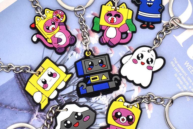 Cute cartoon emoji lanky box PVC keychain (1)